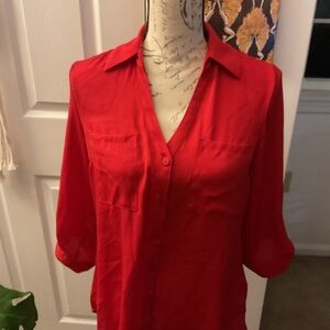 Iz Byer Vibrant Red Button-Down Shirt